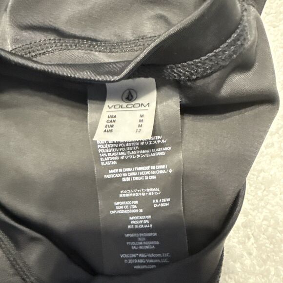 VOLCOM Black White True to This Long Sleeve Rashie Rash-Guard Swimsuit Top M - Picture 8 of 9